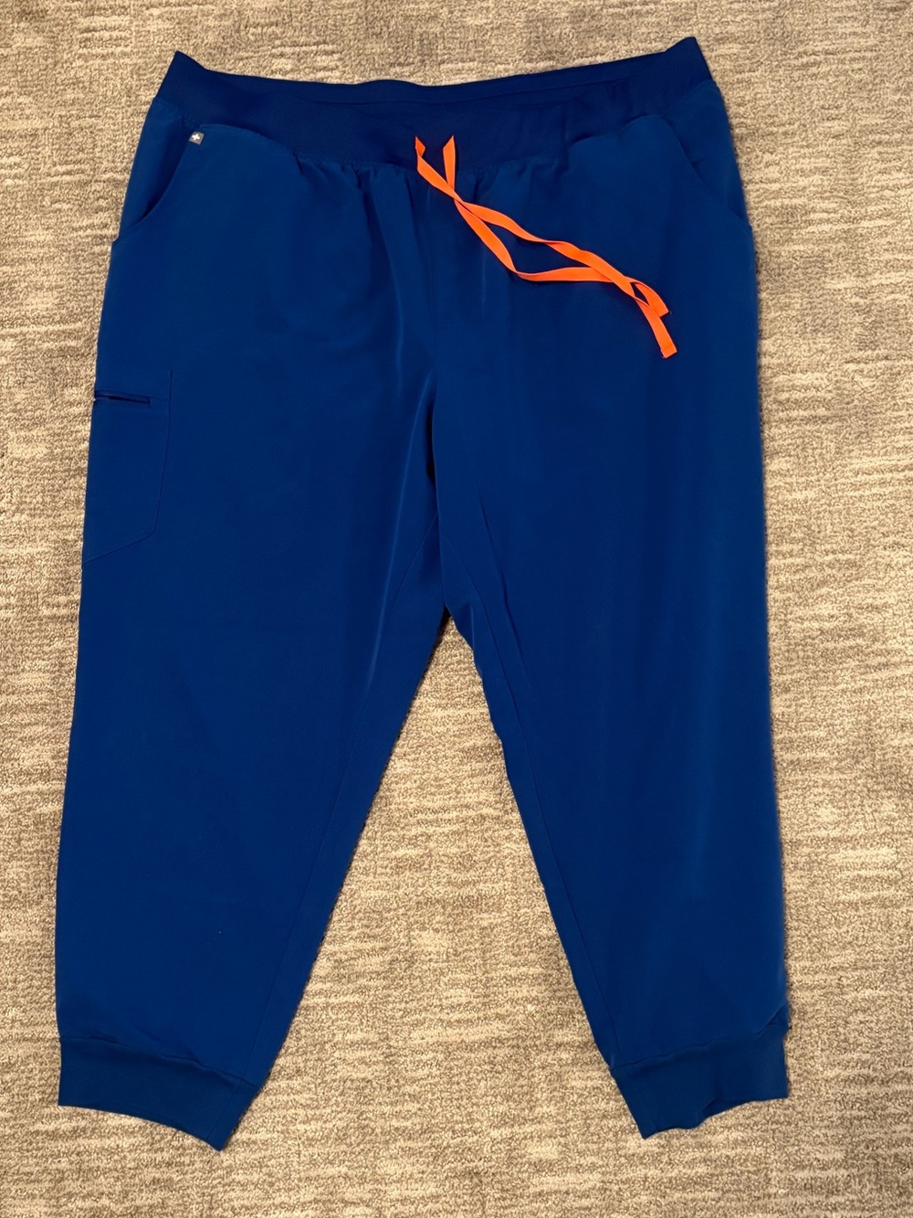 Figs Cobalt Blue Joggers with Orange Drawstring
